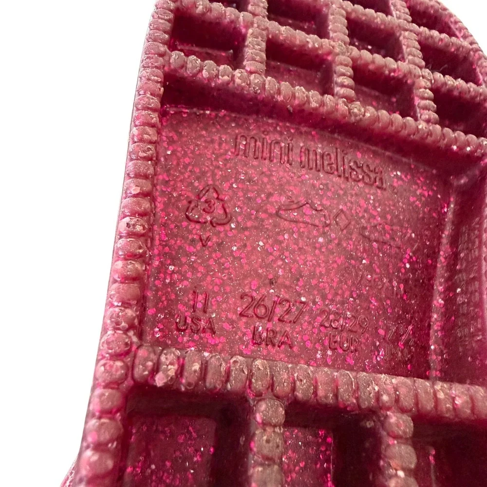 Mini Melissa Hip Daydream Fuchsia Pink Glitter Jelly Fisherman Sandals Size 11
